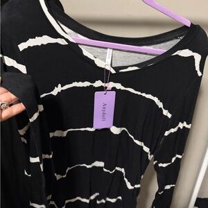 NWT Anydoll Black & White Striped Long Sleeve Top